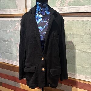 FP Textured Knit Button Blazer with Patch Pockets